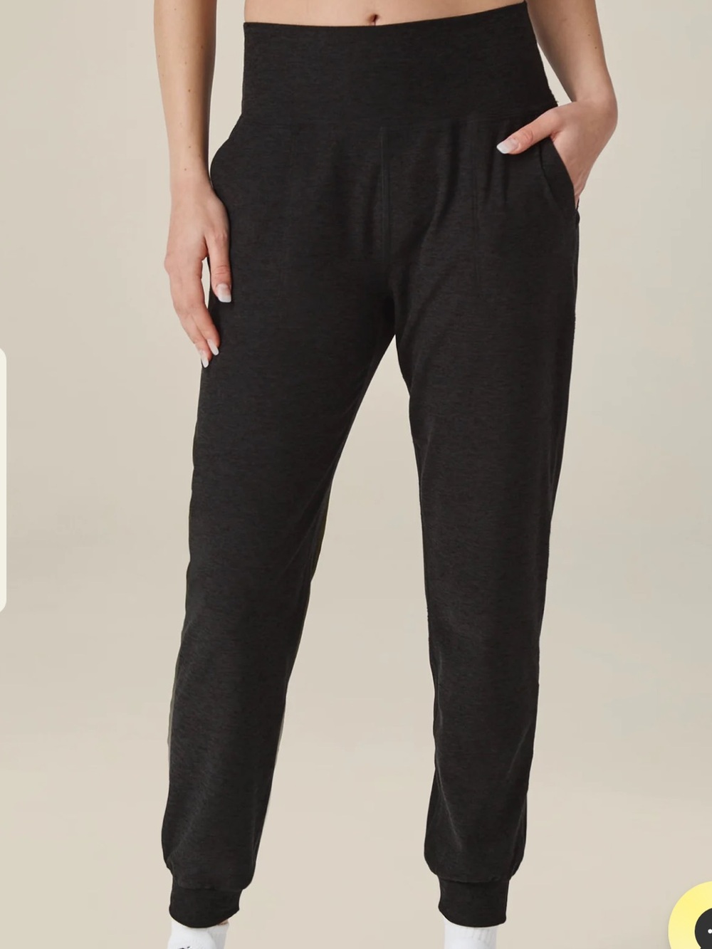Beyond Yoga Black Ribbed Jogger Pants Size S